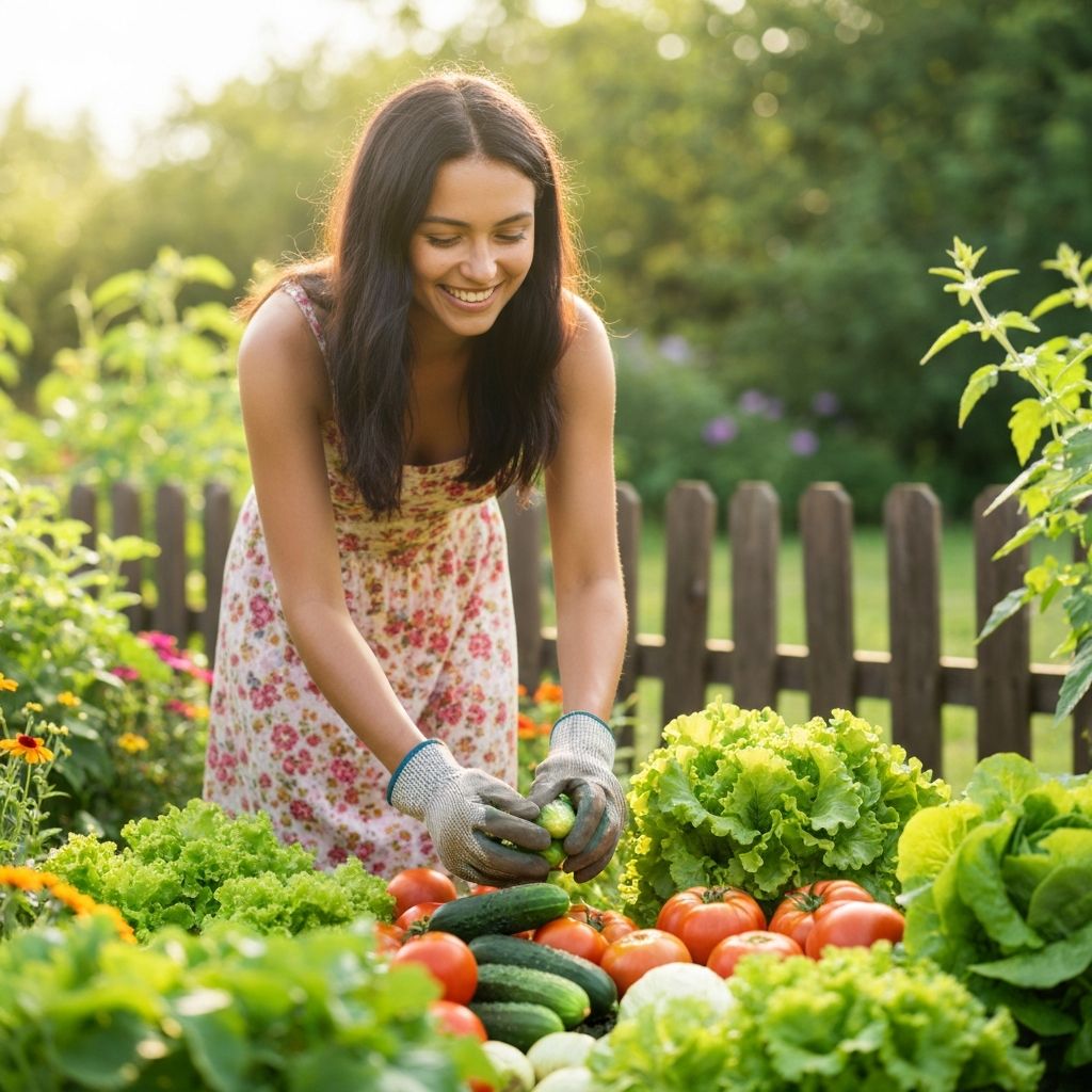 Gardener harvesting vegetables